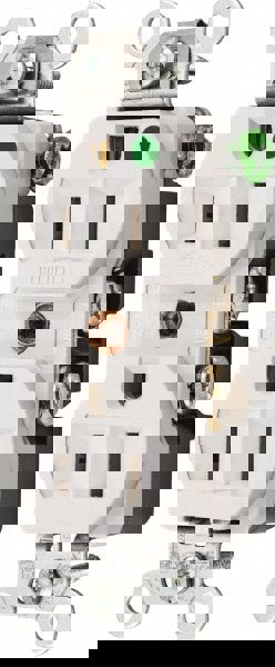 Straight Blade Duplex Receptacle: NEMA 5-15R, 15 Amps, Self-Grounding